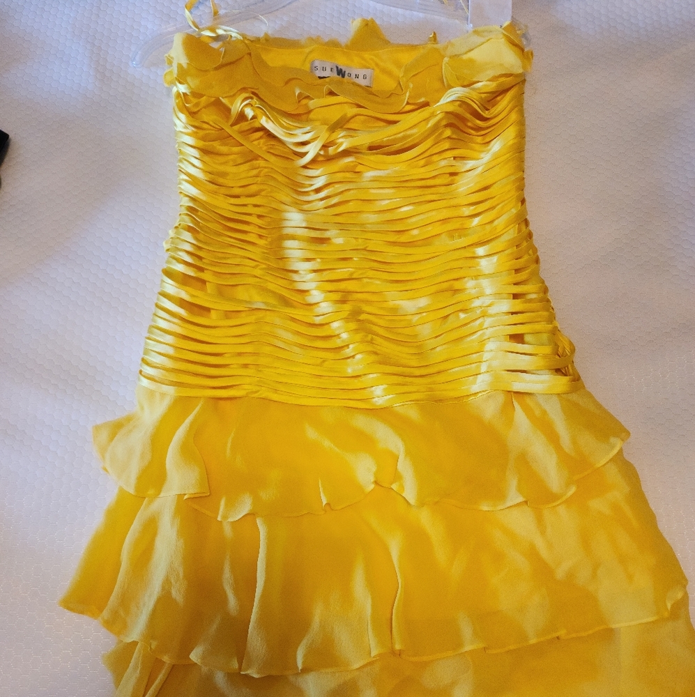 Sue Wong cocktail dress, new size 8 yellow